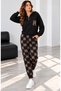City Style – Women's Patterned Trousers and Hooded Double Viscose Set. - 6