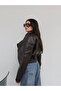 Shoulder Zipper Leather Jacket - 5