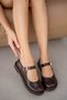 Livane Short Heel Adjustable Gold Accessory Detail Women's Shoes - Brown - 2