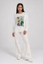 Patterned off shoulder sweatshirt off white - 2