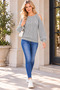 Women's Long Sleeve Round Neck Off Shoulder Hair Braided Embossed Detailed Soft Textured Stylish Elegant Casual Gray Knitwear Sweater - 6