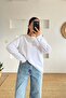 White Soft Textured Long Sleeve Sweatshirt - 2