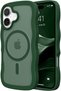ZTOFERA for iPhone 16 Plus Phone Case Compatible with MagSafe, Curly Wave Frame & Matte Translucent