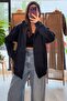 Navy Blue Hooded Zippered Sweat Cardigan