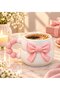 3D Pink Bow Mug with Led Street Light and Set of 5 Scented Colorful Macaron Candles - 2