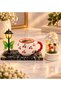Led Street Light Cherry Patterned Bowknot Mug and Led Lighted Heart-Holding Lovers Figurine Jar