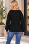 Women's Long Sleeve Round Neck Off Shoulder Hair Braided Embossed Detailed Soft Textured Stylish Elegant Casual Black Knitwear Sweater - 3