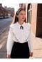 Ozmarka New Season White Bow Detailed Ruffled Girls' Shirt