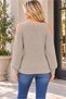 Women's Long Sleeve Round Neck Off Shoulder Hair Braided Embossed Detailed Soft Textured Stylish Elegant Casual Mink Knitwear Sweater - 3