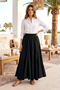 Skirt with Flounce Detail at the Hem, Lined Cotton Skirt 420195 Black - 3