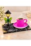 Black Base Design Pink Coffee Cup with Led Street Lamp Lighted Gift