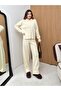 Women's Gold Buttoned Shirt Collar Knitwear Set - 2