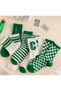 Set of 5 Green and White Unisex Cotton Tennis Socks – Sports and Daily Use