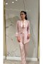 3 Piece Black Lace Bustier Women's Satin Pajama Set |   Pajama Set with Dressing Gown, Dowry Set, Bride's Transparent Bustier - 6