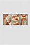 3-Piece Abstract Earth Tones Black Wooden Framed Mdf Painting Set - Living Room Wall Decor Huhu3315 - Triple Painting Set Black Frame - 2