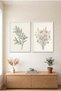 2-Piece Olive Branch and Wildflower White Wooden Framed Mdf Living Room Painting Set Huhu3306 - Double Painting Set White Frame
