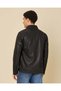 Men Black Plain PU Biker Jacket - 3