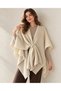 Women's Tie-Up Knitwear Poncho Cardigan – Asymmetrical Cut, Loose Knit Model - 4