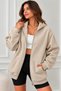 Women's Oversize Hooded Zippered Pocket Casual Sweatshirt Cardigan