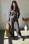 Hooded Button Detailed Thessaloniki Fabric Cardigan Set - 5