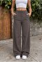 High Waist Wide Leg Loose-Fitting Buttoned Fabric Trousers