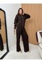 Women's Gold Buttoned Shirt Collar Knitwear Set - 2