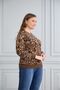 Qya Women's Large Size Black and Gray Patterned Soft Crew Neck Sweatshirt - 3