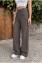 High Waist Wide Leg Loose-Fitting Buttoned Fabric Trousers - 3