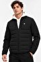 Men's Black Quilted Coat – Zippered Stand Collar Casual Sports Jacket