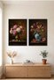 2-Piece Peony and Tulip Black Wooden Framed Mdf Living Room Painting Set Huhu3311 - Double Painting Set Black Frame