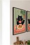 3-Piece Kitchen Cat Black Wooden Framed Mdf Painting Set - Kitchen Wall Decor Huhu3248 - Triple Painting Set Black Frame - 3