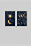 2-Piece Sun, Moon and Planet White Wooden Framed Mdf Living Room Painting Set Huhu3314 - Double Painting Set White Frame - 2