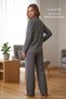 Women's Luxury Jacquard Woven Winter Thick Pajama Set - Comfortable Loose-Fit Buttoned Checkered Loungewear - 2