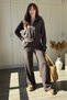 Hooded Button Detailed Thessaloniki Fabric Cardigan Set