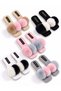 Pomella Women's Pink Double Pompom Plush Banded Non-Slip Sole Open Front House Slippers - 6
