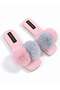 Pomella Women's Pink Double Pompom Plush Banded Non-Slip Sole Open Front House Slippers - 3