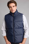 Waterproof Slim Fit Stand Collar Lined Zippered Faux Leather Puffer Vest H1726Ax26Au - 3