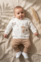 100% Cotton Ribbed Hello Friend Dog Embroidered Alphabet Patterned Baby Boy 2-Piece Top and Bottom Set