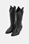 Women's Black Genuine Natural Leather Short Heel Western Boots & Booties - 2