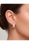 Lucida Yelpaze Rowed Baguette and Round Zircon Stone Wide Hoop Steel Xuping Earrings - 5