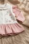Mia Flora 5-Piece Baby Hospital Discharge Set - Dried Rose Flower Embroidered Ribbed Cotton Baby Set - 6