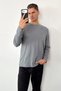 Men's Crew Neck Ornamental Label Cotton Sweatshirt Light Khaki - 27K 5074-2 - 4