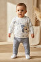 100% Cotton Ribbed Hello Friend Dog Embroidered Alphabet Patterned Baby Boy 2-Piece Top and Bottom Set - 3