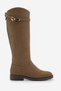 Women's Buckle Riding Casual Boots Velote Tobacco Brown Suede - 3