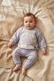 Dino Adventure Embossed Printed Baby Boy Tracksuit Set - Cotton Gray Two-Piece Top and Bottom Set