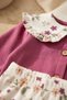 Baby Girl Fuchsia Floral Detailed Baby Collar Buttoned Cardigan and Ribbed Leggings Two-Piece Set - 100% Cotton Yum - 4