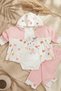 Rabbit Printed Hooded Cardigan, Bodysuit and Ribbed Trousers 3-Piece Baby Set - 100% Cotton Sof - 4