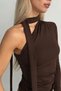 Single Sleeve Flexible Gathered Belted Blouse Jt9604 - 2