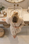 Muslin Peshtemal Kimono Bathrobe Short - 100% Cotton, Natural Texture - 6