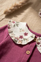 Baby Girl Fuchsia Floral Detailed Baby Collar Buttoned Cardigan and Ribbed Leggings Two-Piece Set - 100% Cotton Yum - 5